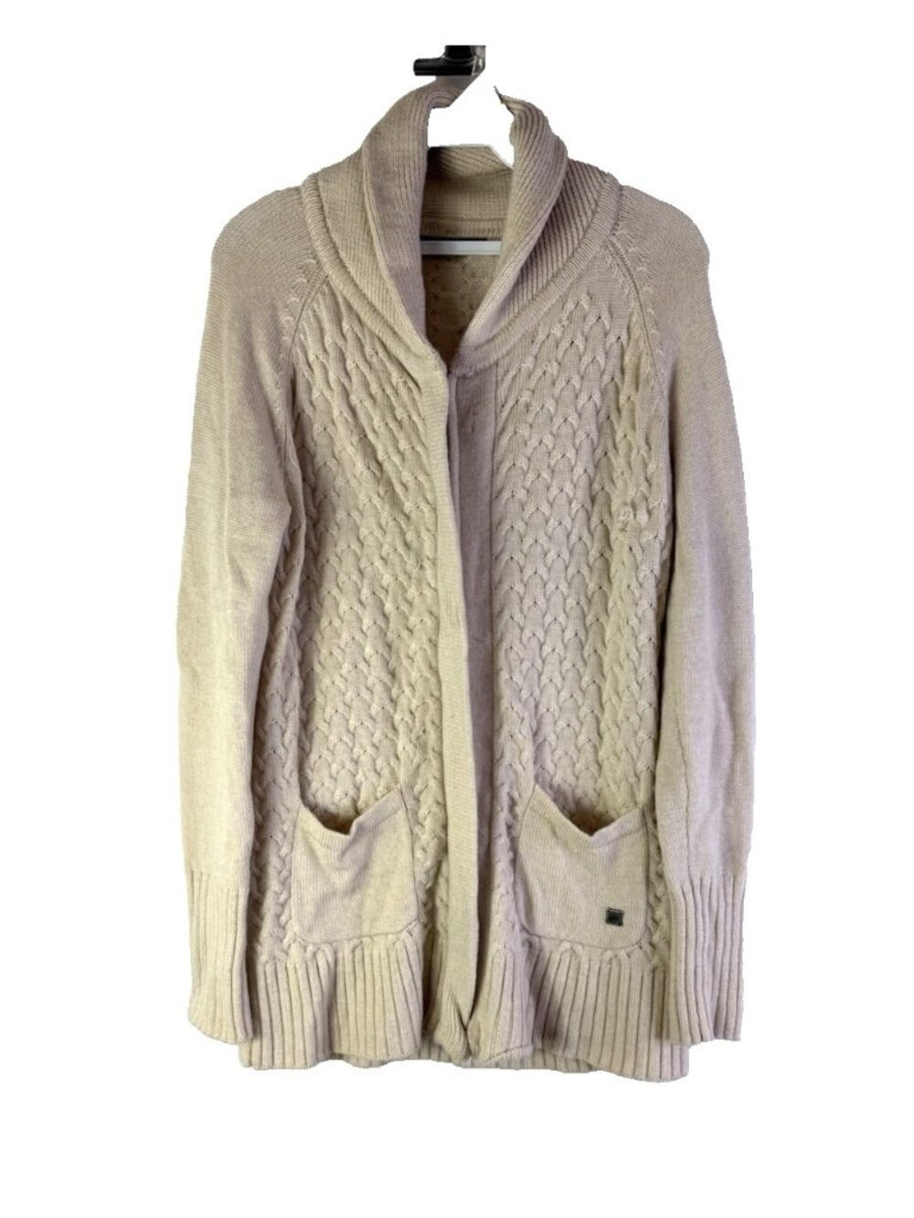 Smart Wool Cardigan sweater Merino Wool Cable Knit Fisherman